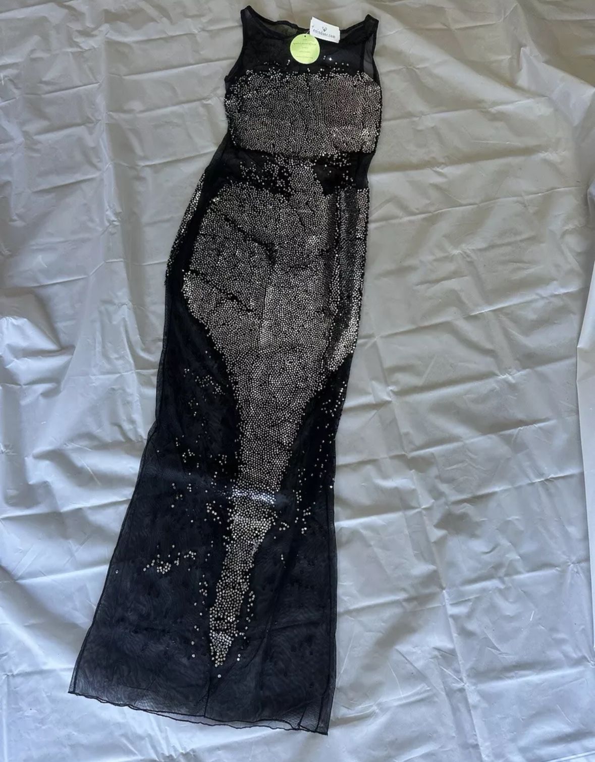 New Women Rhinestones Sequin Dress Mesh large Cocktail Dress