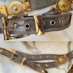 Y2k Metal Gold Silver Tone Mesh Belt Sz M