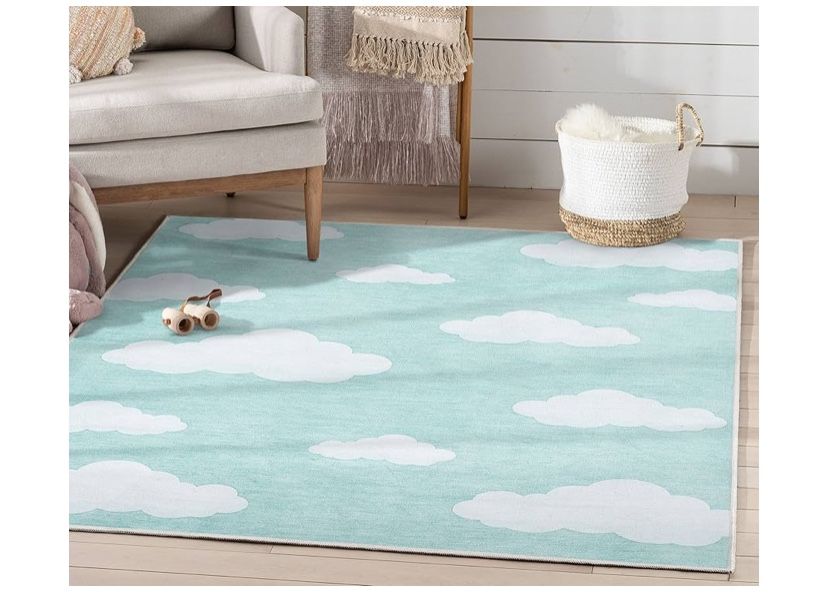 Well Woven 5x7’ Kids Rug Cloud 9 Mint Modern Area Rug