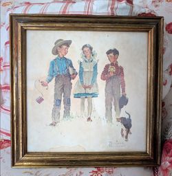 Vintage 1950s Norman Rockwell Print, Original Frame