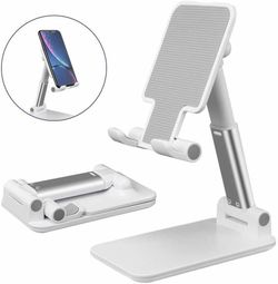White Adjustable Cell Phone Stand Holder Desk Dock Mount For iPad iPhone Kindle Tablet