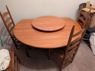 Circular Wooden Dining Or Breakfast Table, Handmade, Like New