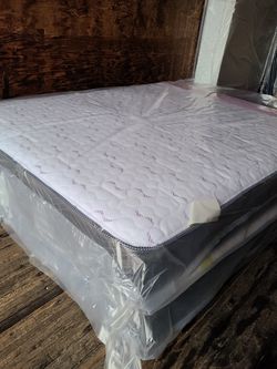 New full mattress and box  spring 2 pc bed frame is not included