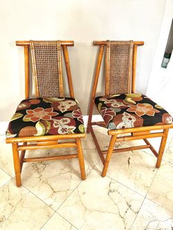 Vintage Cane & Bamboo Set of Chairs