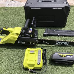 RYOBI 40V HP Brushless 18 in Battery Chainsaw w/ Extra 18 in. Chain, 5.0 Ah Battery and Charger $150