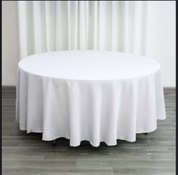 White Tablecloth Round 108” Polyester Set Of 10 For Parties And Events 