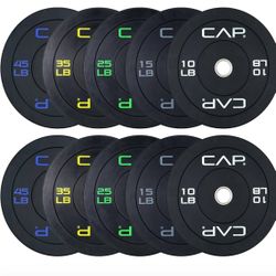 CAP Barbell 2-Inch Olympic Bumper Plate Weight Set 45 Pounds 