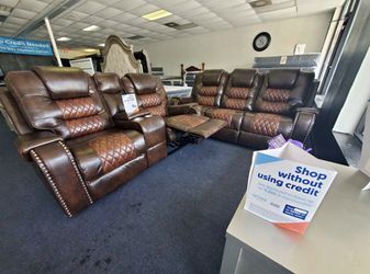 New Leather Sofa Loveseat In Box- Shop Now Pay Later