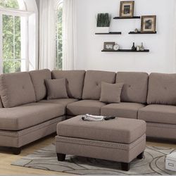 Sectional Sofa Set With Ottoman 