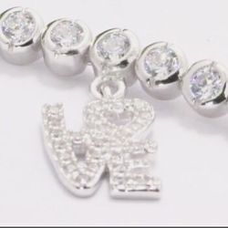 5.0ctw White Topaz & Diamond Accents,Bracelet, 8” long .  S 925  Sterling Silver.   PRICE DROP -  Last One