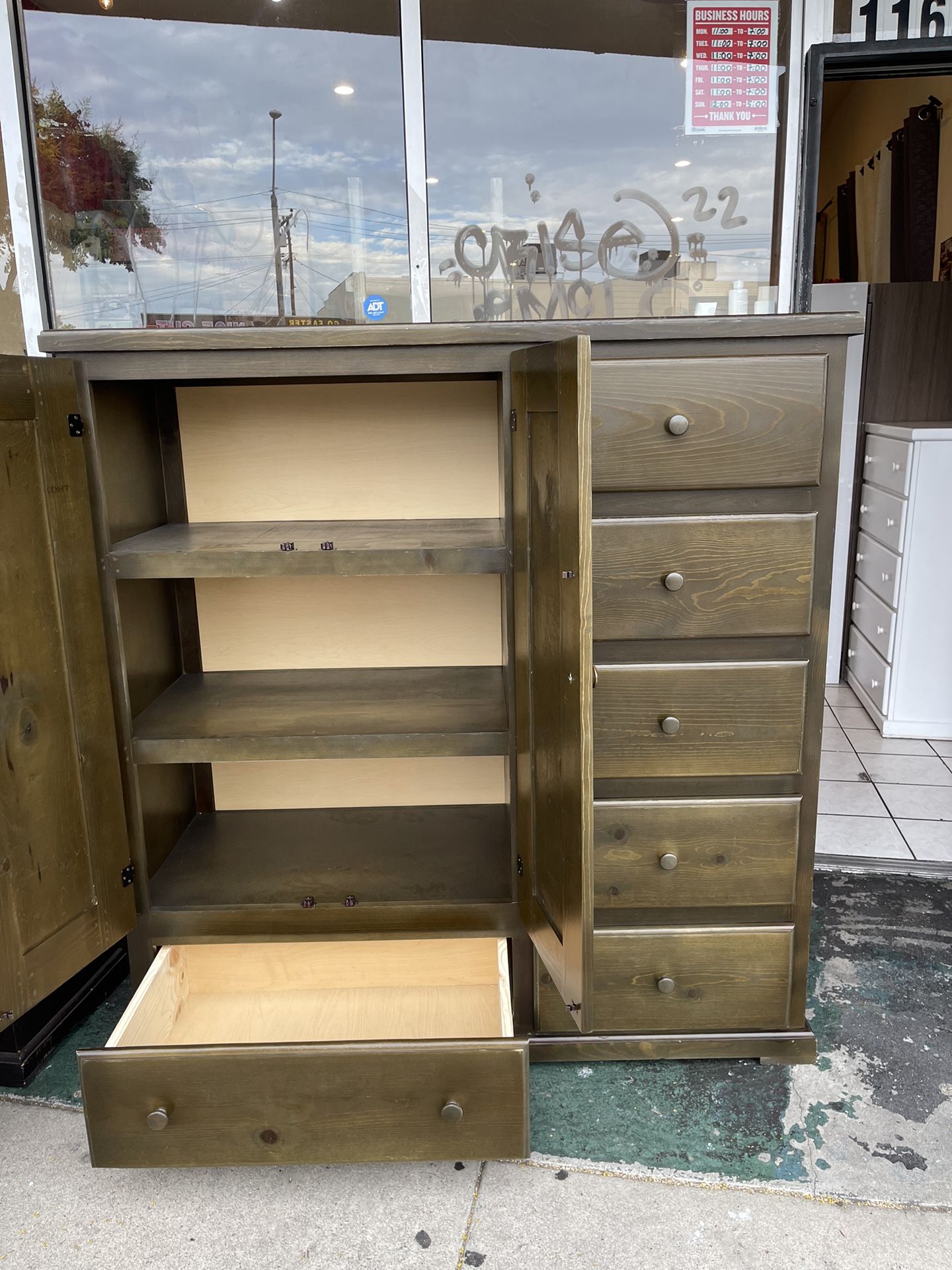 NEW Closet With Shelves Organizer And Drawer Chest In One,PINEWOOD