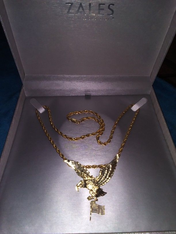 10k Real Gold. Rope Chain 22 In Long.big Pendant.10k Hand Made . 