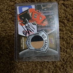 Jakob Silverberg Signed Card And Part Of Game Worn Jersey