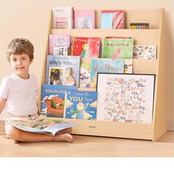 Kids Bookshelf Montessori Book Rack with Storage for Nursery Playroom Classroom