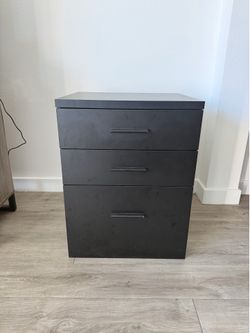 Small Solid Wood Black File Cabinet