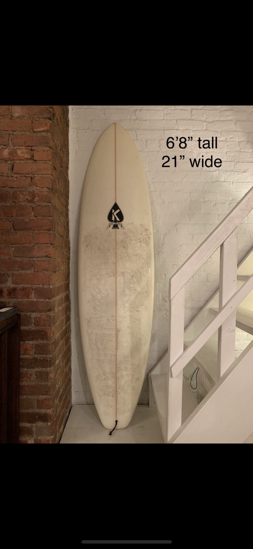 Surfboard, hand shaped by Matt keckley. Great board that needs a little doctoring on the tip. Easily fixed.