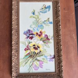 Ornate Gold Framed Floral Art | Vintage Style | Ready to Hang