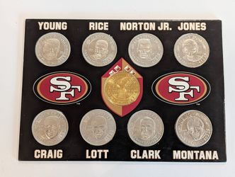 Vintage San Francisco 49ers Save Mart 9 Coin Collector Plaque Rice Montana