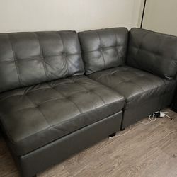 Leather Side Chaise Armless Sofa