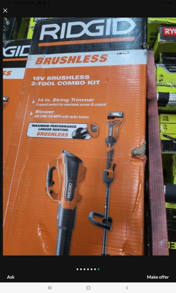 RIDGID CORDED STRING TRIMMER LEAF BLOWER COMBO KIT VOLT-2-TOOL