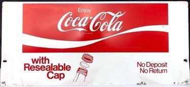 1970's Metal COCA COLA Resealable Cap Double Sided Advertising Sign