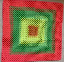 Hand crocheted lap or baby blank. Thick. 36×36. Machine wash acrylic yarn. Smoke free, pet free, Covid free home. Public pick up only