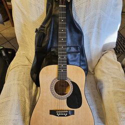 Burswood Acoustic Guitar New With Gig Bag.