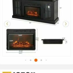 Dark Wood Media Fireplace OBO