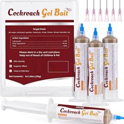 Indoor & Outdoor Cockroach Gel Bait - 4 Tubes, Ready-to-Use Cockroach Control