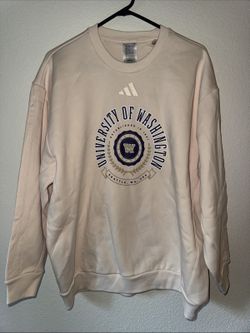 Adidas University Washington Huskies Crewneck Sweatshirt Cream Womens Small NEW