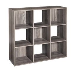 35.88 in. H x 36 in. W x 12 in. D Grey Wood 9-Cube Storage Organizer