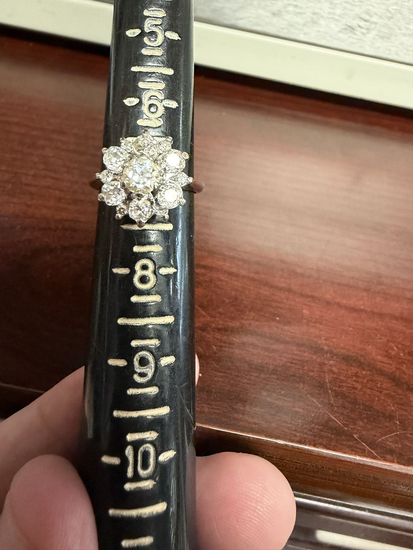 14 Karat White Gold Diamond Ring. Natural Diamonds, Size 7.