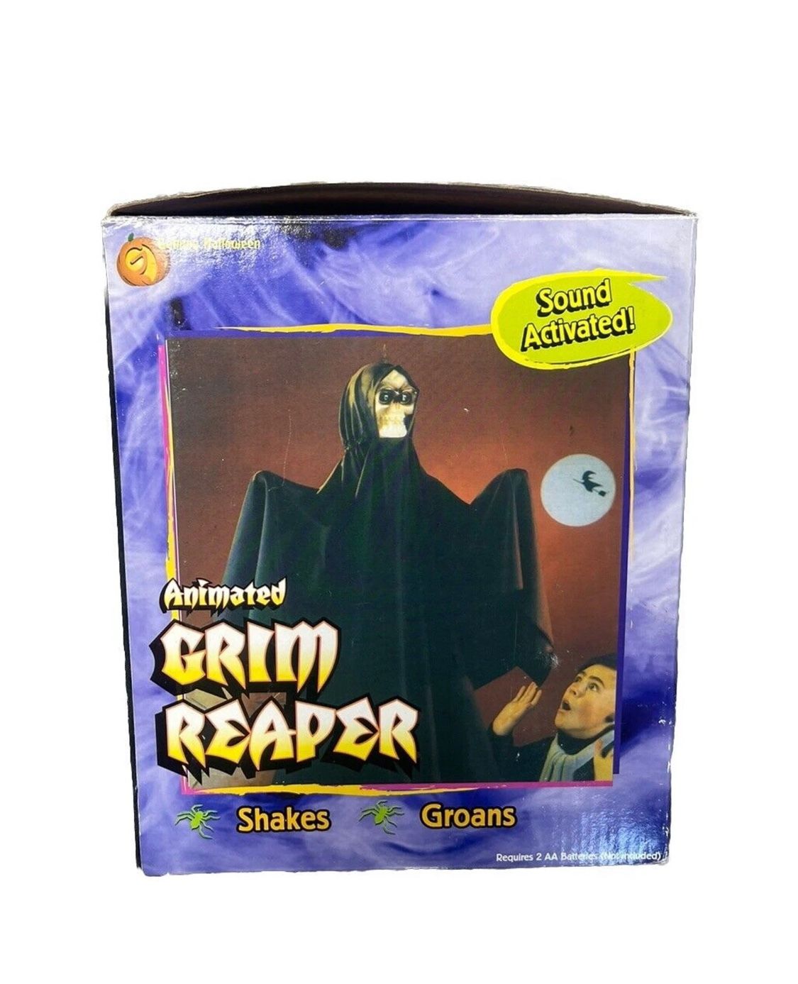 Gemmy Halloween Shrieking Grim Reaper Shakes Talks Laughs Eyes Light Up Works