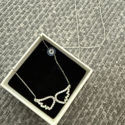 Solid Sterling Silver Angel And Evil Eye Reverse Necklace 