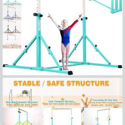 MARFULA 8 Ft Foldable Gymnastic Bar for Kids Age 3-25 of 1-13 Levels, 4 Ft Width 5 Ft Adjustbale Height Kip Bar, 400 lbs Weight Limit, Gymnastic Train