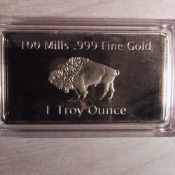 One Troy Ounce .999 Fine Gold One Gold Bullion