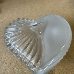 Glass, Half Etched Heart Shaped Candy Dish With Lid