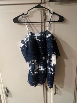 New  Girls Navy Tie-Dye Crochet Lace Two-Piece Set