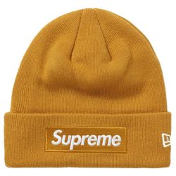 Supreme New Era Box Logo Beanie (FW21) Light Mustard