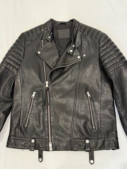 AllSaints Black Leather Biker Jacket