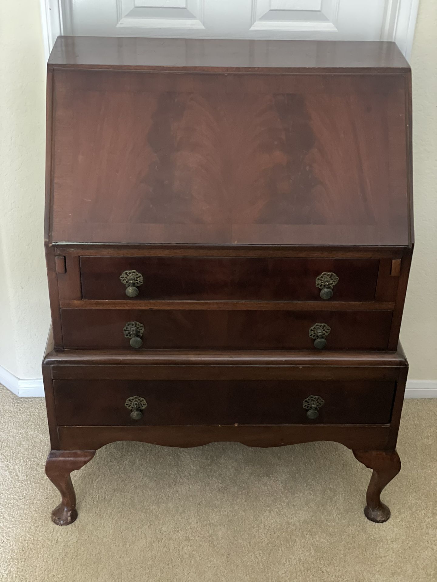 Vintage French Provincial Hutch Desk With Drawers
