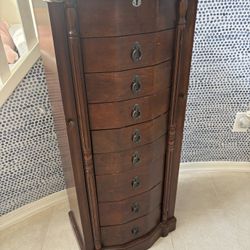 Solid Wood Jewelry Armoire Cabinet with Mirror – Locking Storage