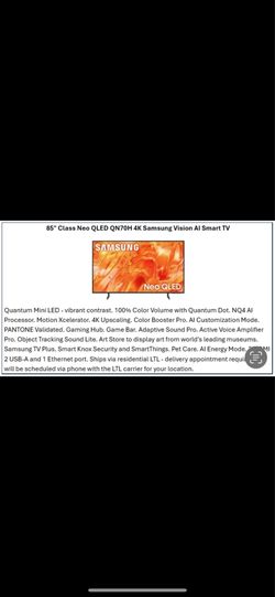85" Samsung Neo QLED QN70H 4K Smart TV