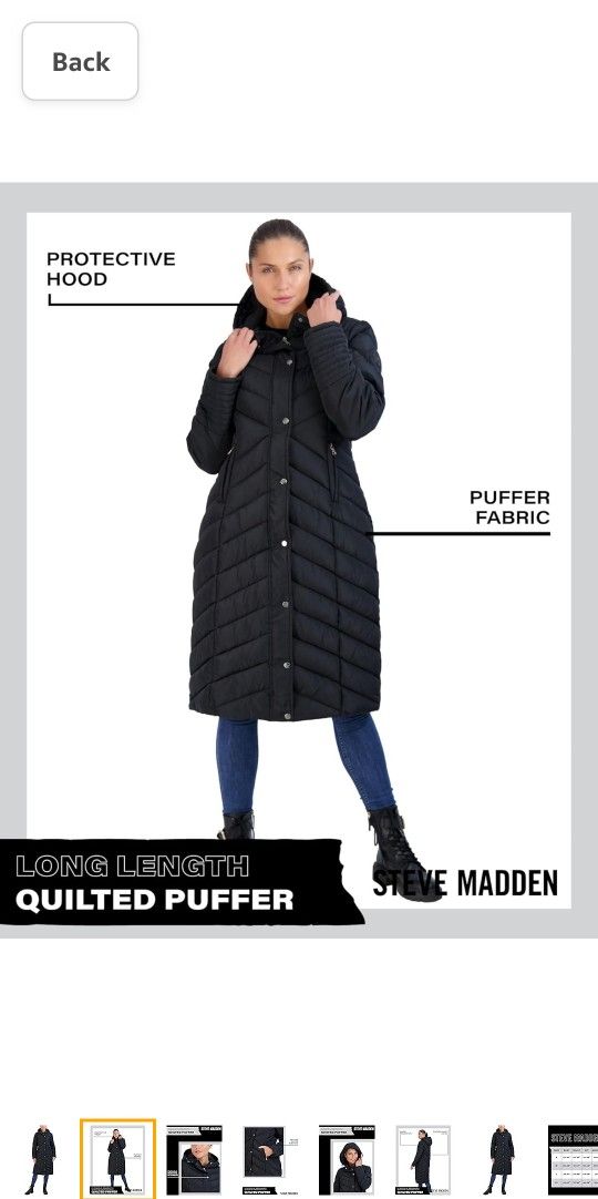 New Madden Girl Women’s Winter Jacket – Long Length Quilted Maxi Puffer Parka Coat Size XXL