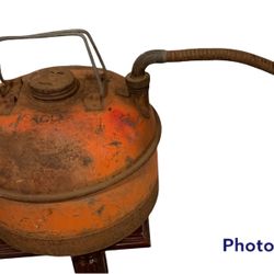 Vintage Eagle “Flat-Jak” (2.5 gallon) Metal Gas Can with Copper Hose