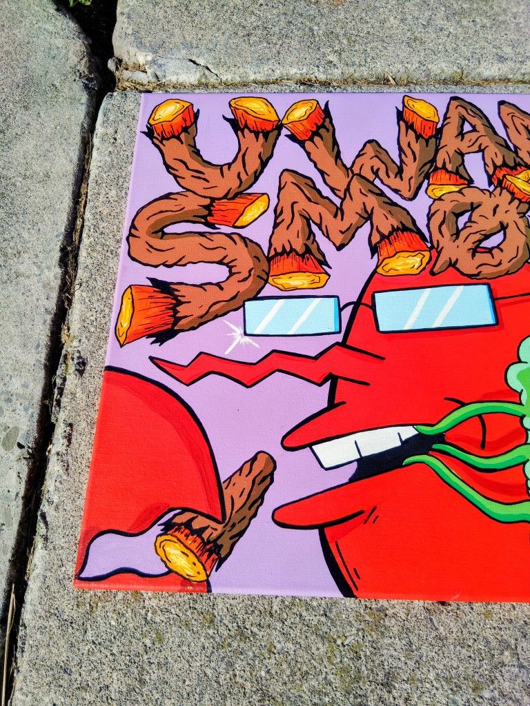 Mr Krabs Meme Acrylic Painting