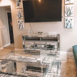 New Mirrored Madeline Cabinet Tv Stand 