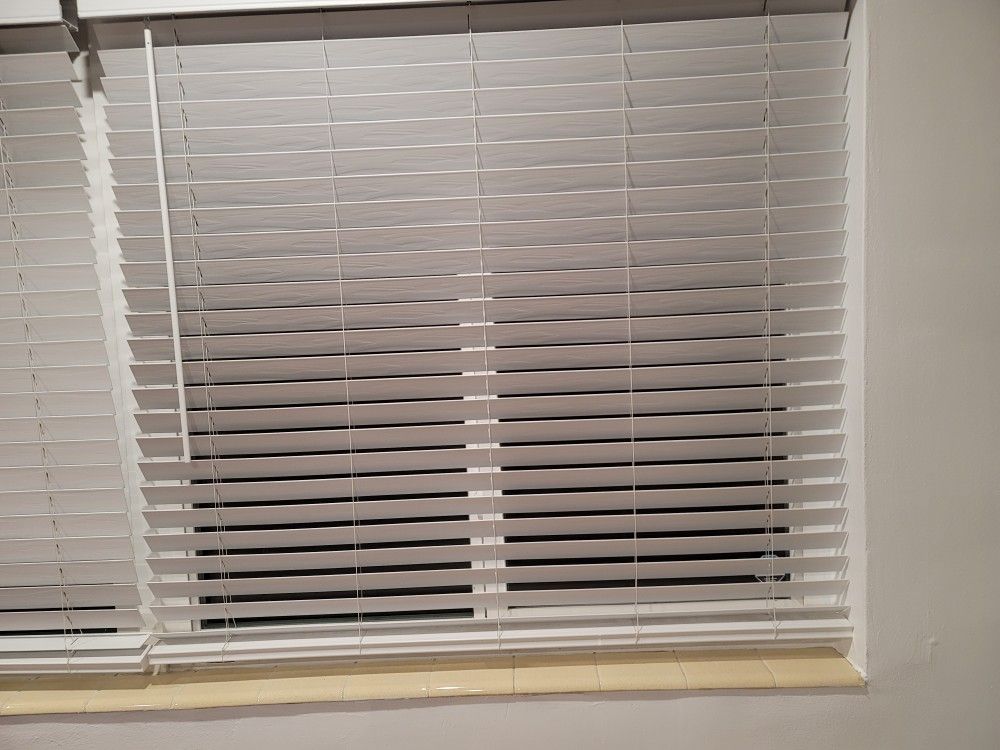 White Faux Wood 2 Inch Cordless Blind 72" Wide