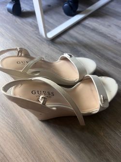 Guess white sandals blocks women 7 designer shoes heels high