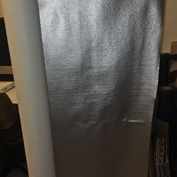 Grey Hammered Metal Silver Leather Type II Commercial Vinyl Wallcovering